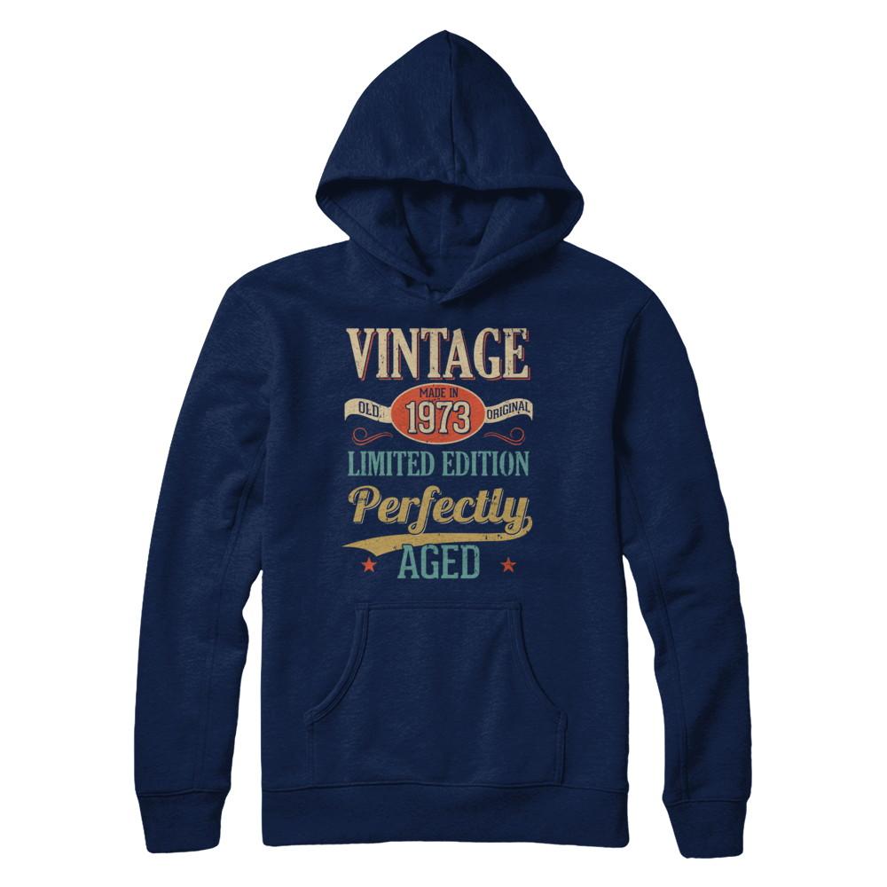 Vintage Premium Made In 1973 48th Birthday Gift-T-Shirt & Hoodie-Hanes - Heavyweight Pullover Hoodie-Navy