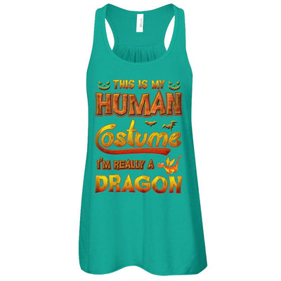 Dragon Halloween My Human Costume I'm Really A Dragon-T-Shirt & Tank Top-Women's Flowy Racerback Tank-Kelly