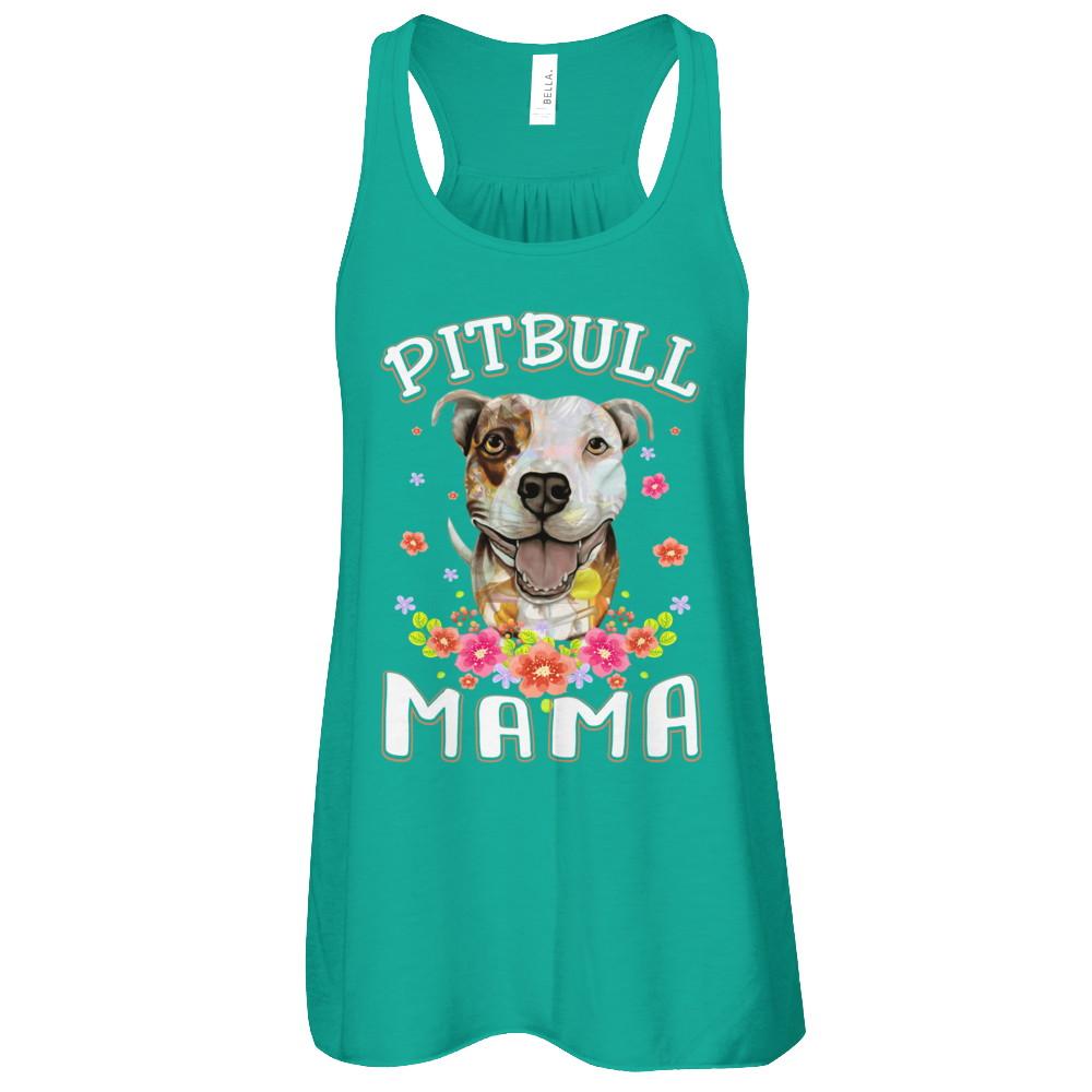 Proud Pitbull Mom Pitbull Mama-T-Shirt & Tank Top-Women's Flowy Racerback Tank-Kelly