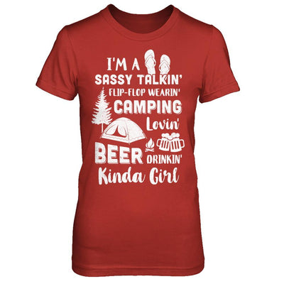 Sassy Talking Flip-Flop Camping Beer Kinda Girl-T-Shirt & Hoodie-Women's T-Shirt-Red