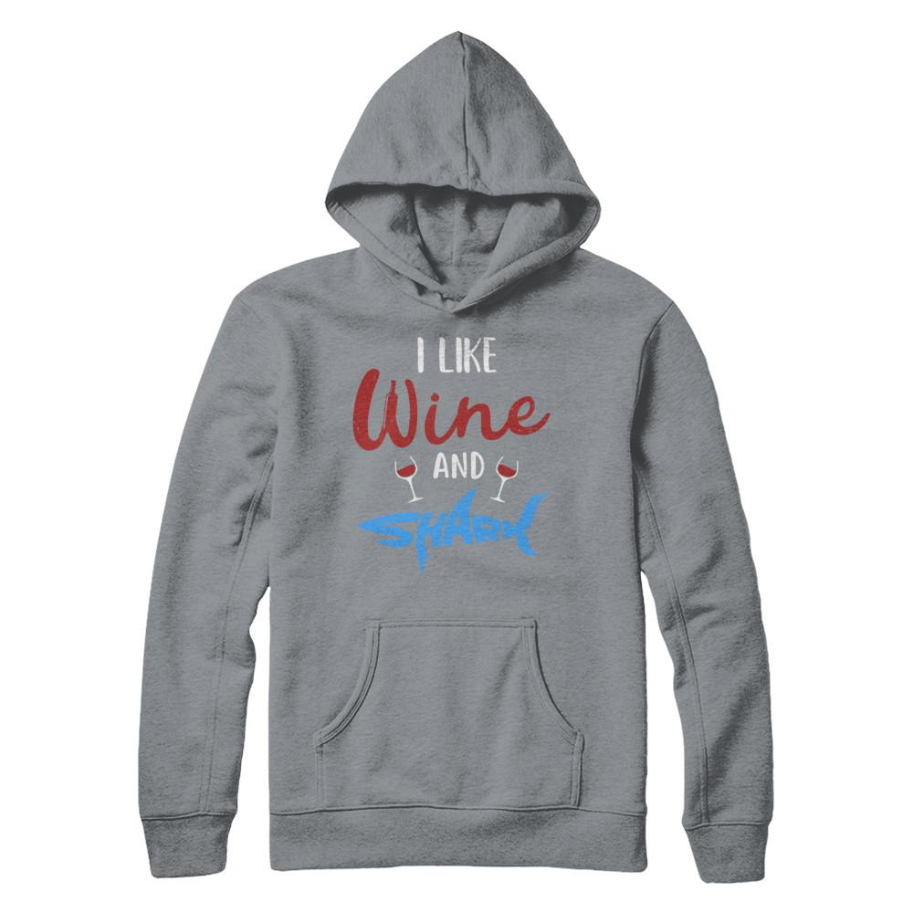 Funny Ocean I Like Wine And Sharks Gift-T-Shirt & Hoodie-Pullover Hoodie-Light Steel