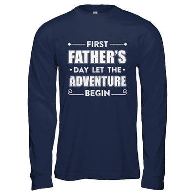 First Father's Day Let The Adventure Begin Daddy-T-Shirt & Hoodie-Long Sleeve T-Shirt-Navy