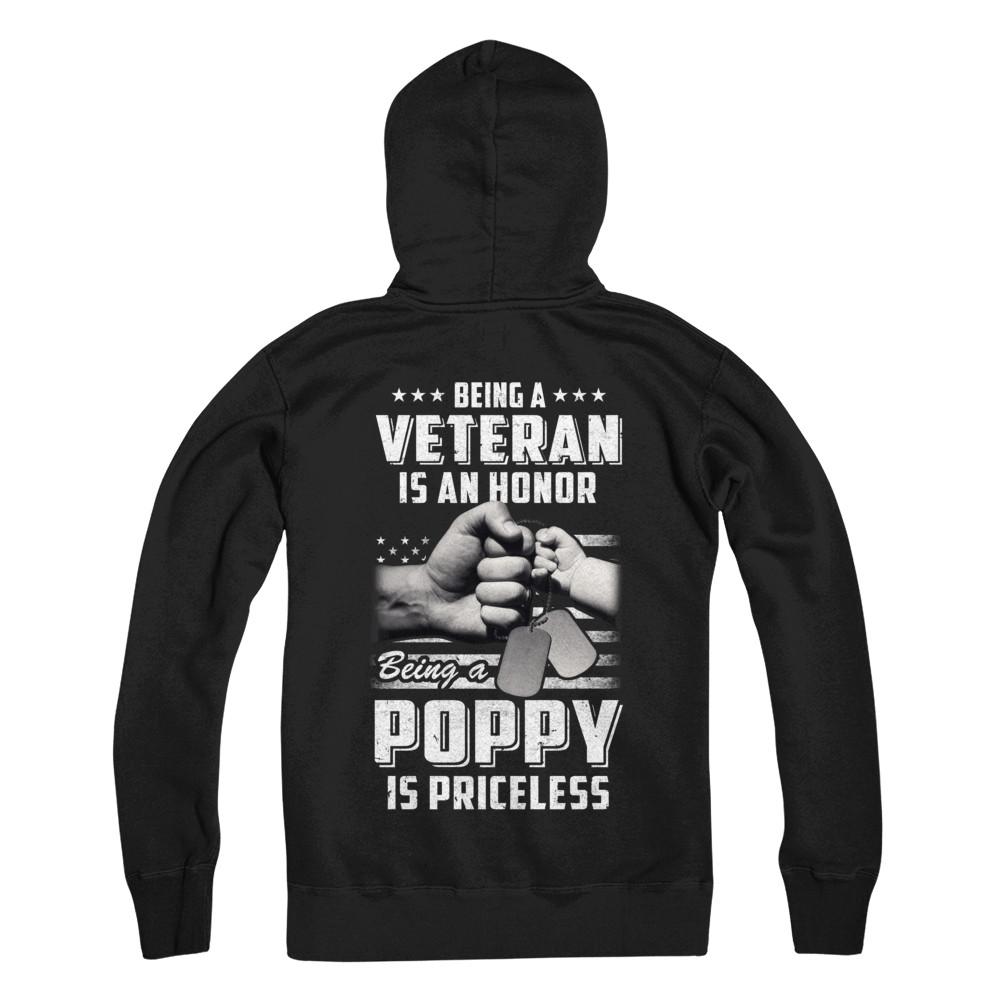 Being A Veteran Is An Honor Being A Poppy Is Priceless-T-Shirt & Hoodie-Pullover Hoodie-Black
