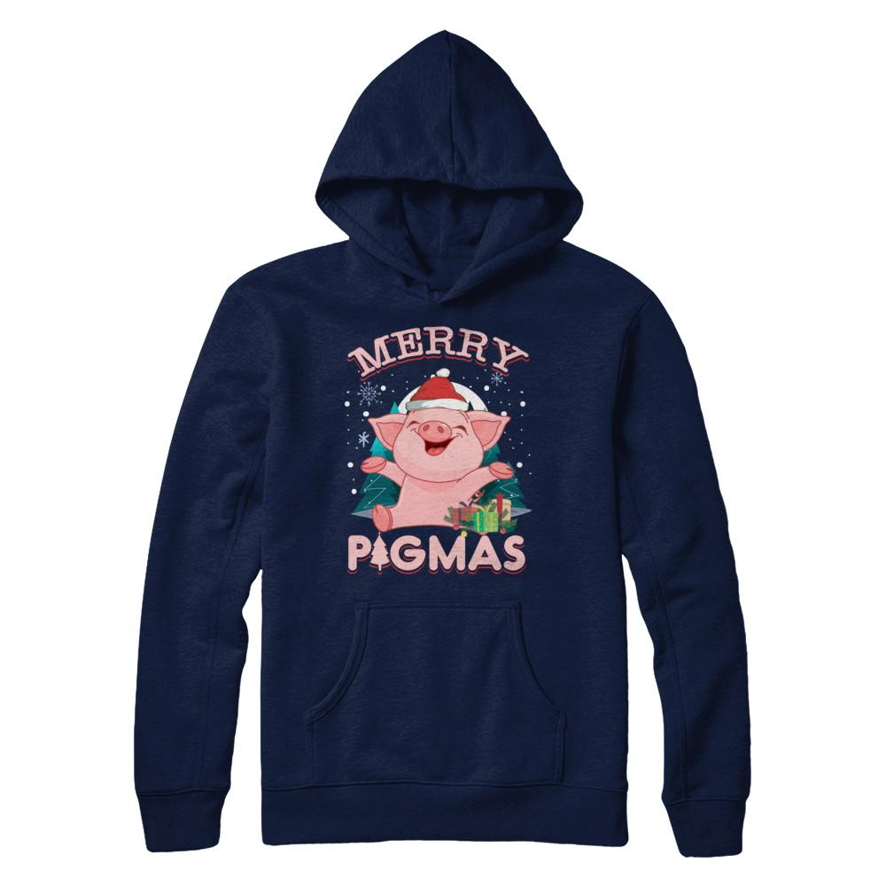 Merry Pigmas Funny Pig-T-Shirt & Hoodie-Pullover Hoodie-Navy