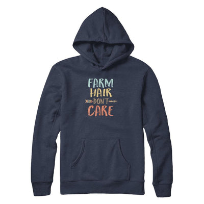 Farm Hair Don't Care Farming Farmer Women-T-Shirt & Tank Top-Pullover Hoodie-Navy