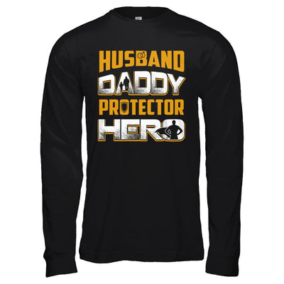 Husband Daddy Protector Hero-T-Shirt & Hoodie-Long Sleeve T-Shirt-Black