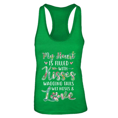 My Heart Is Filled With Kisses Wagging Tails Wet Noses Dog-T-Shirt & Tank Top-Women's Ideal Racerback Tank-Kelly Green
