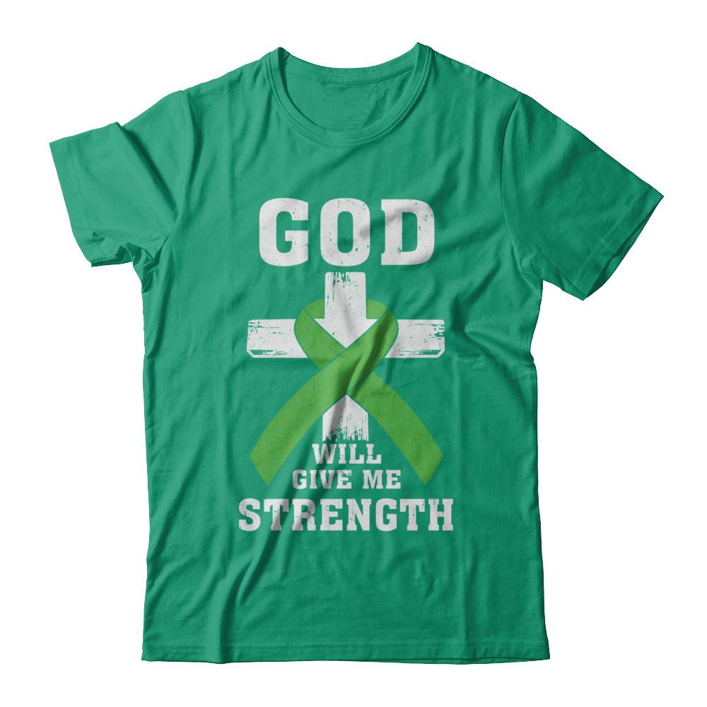 God Will Give Me Strength Green Awareness Ribbon Gift-T-Shirt & Hoodie-Classic T-Shirt-Kelly Green