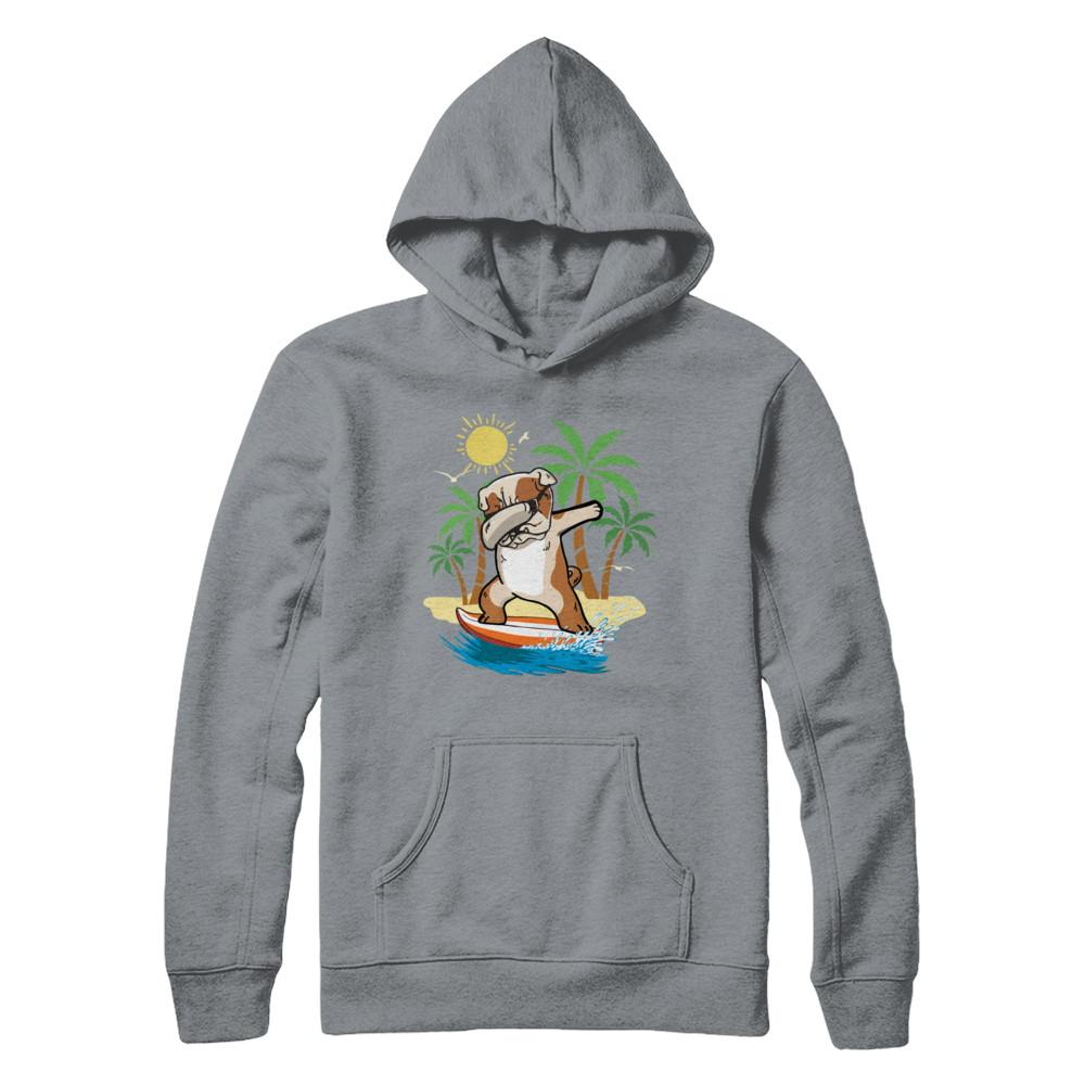 Summer Vacation Dabbing Bulldog Surfing Surfboard Gift-T-Shirt & Hoodie-Pullover Hoodie-Light Steel