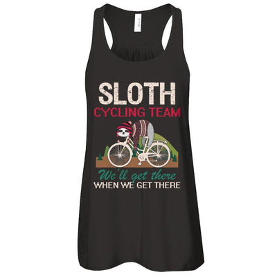Sloth Cycling Team Lazy Sloth Sleeping On Bicycle-T-Shirt & Tank Top-Women's Flowy Racerback Tank-Black