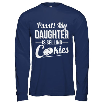 Pssst My Daughter Is Selling Cookies Girl Cookie-T-Shirt & Hoodie-Long Sleeve T-Shirt-Navy