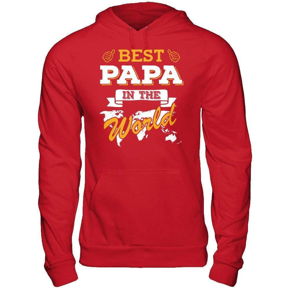 Best Papa In The World-T-Shirt & Hoodie-Pullover Hoodie-Red