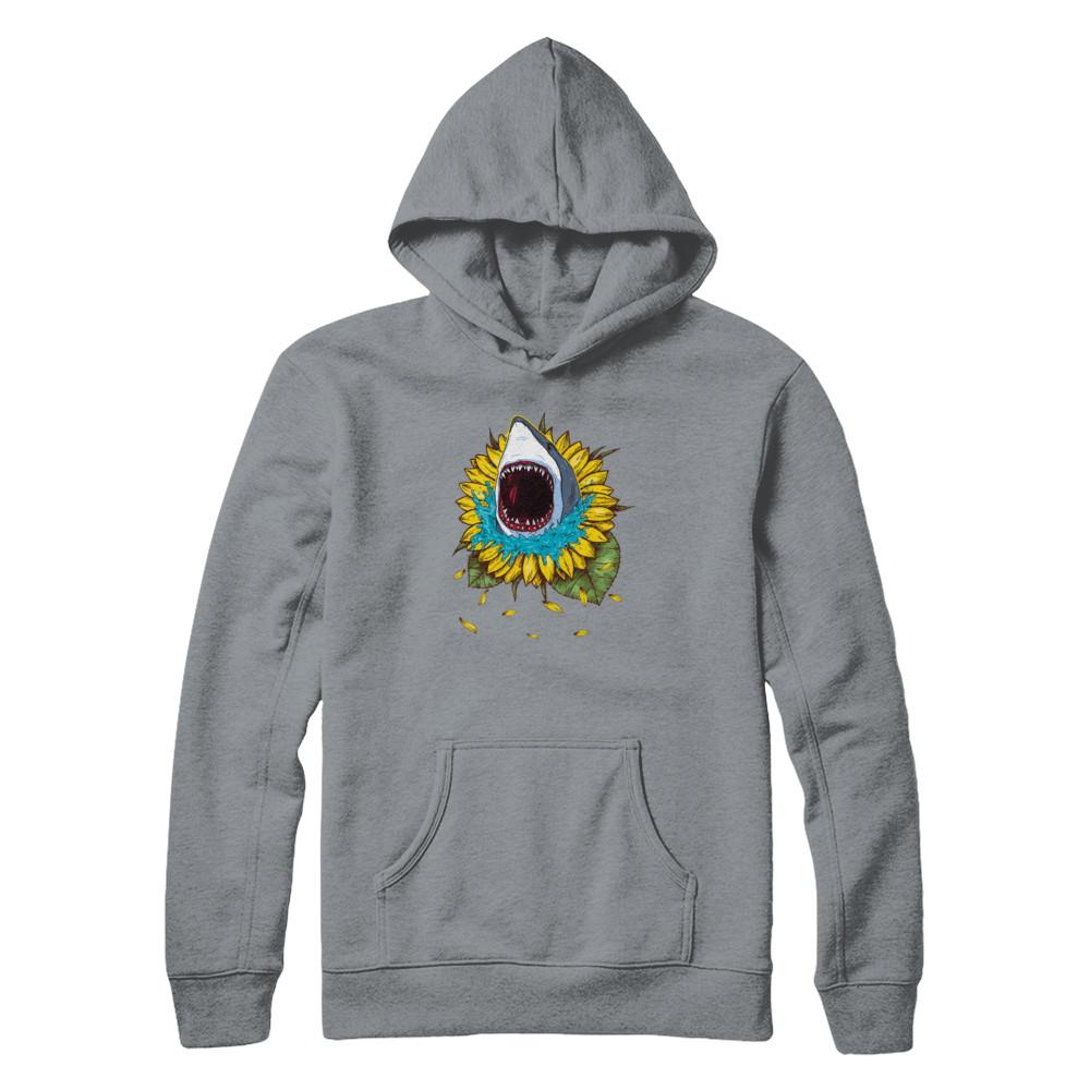 Shark Sunflower Funny Shark Lover Gift-T-Shirt & Tank Top-Pullover Hoodie-Light Steel