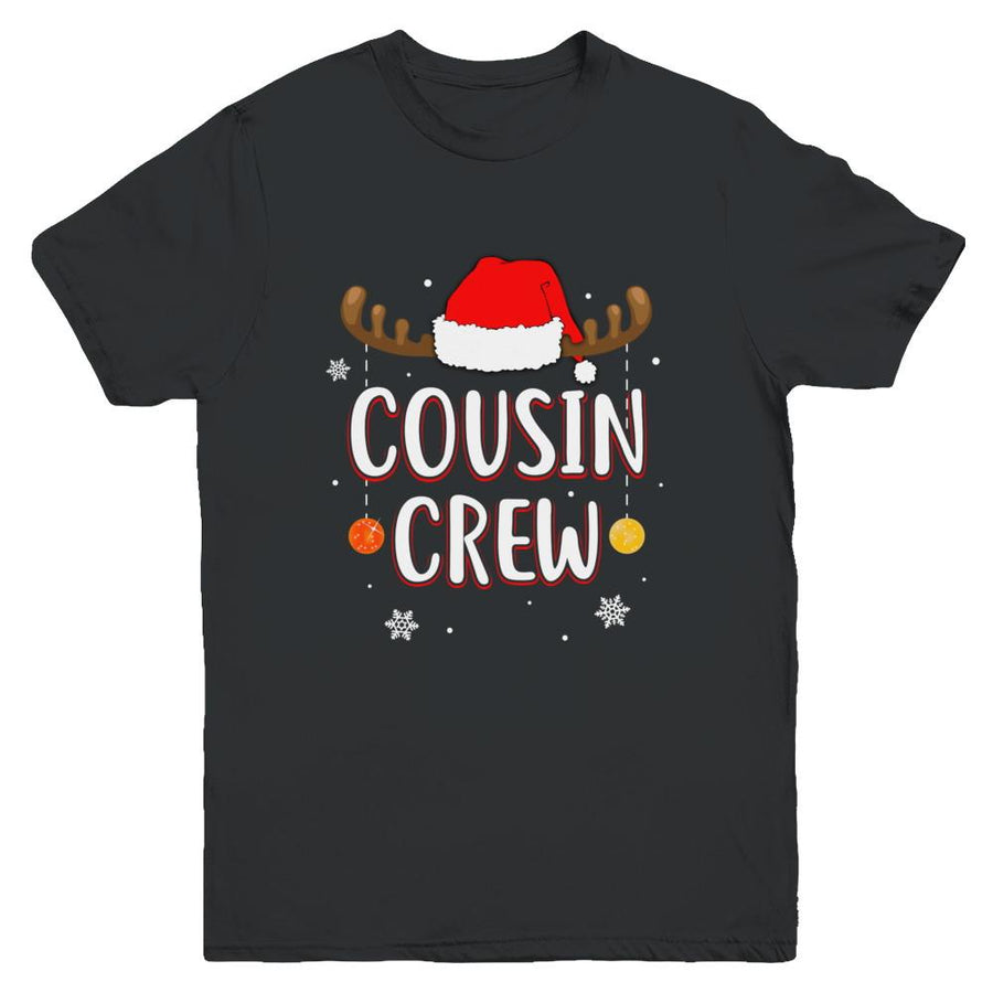 Cousin Crew Reindeer Matching Family Christmas Youth-Youth Shirt-Youth T-Shirt-Black