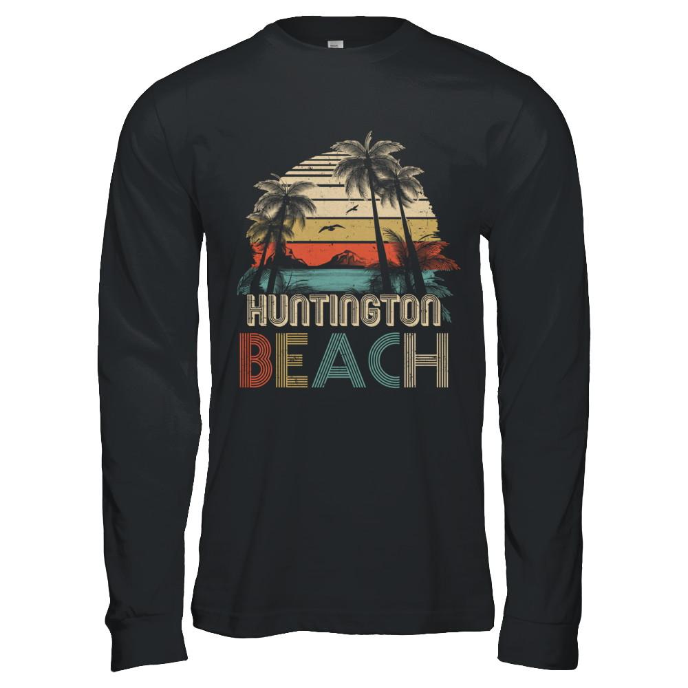 Vintage Summer Huntington Beach California-T-Shirt & Hoodie-Long Sleeve T-Shirt-Black