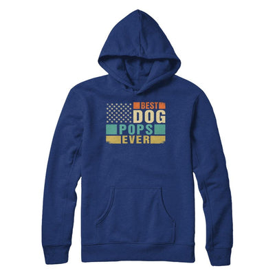 Vintage Retro BEST DOG POPS EVER American Flag Fathers Day-T-Shirt & Hoodie-Pullover Hoodie-Deep Royal