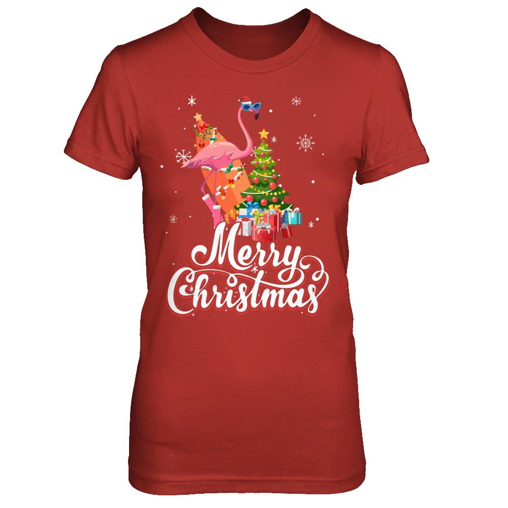 Flamingo Christmas Gift Merry Christmas Flamingo-T-Shirt & Sweatshirt-Women's T-Shirt-Red
