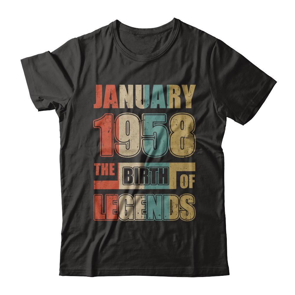 Vintage Retro January 1958 Birth Of Legends 63th Birthday-T-Shirt & Hoodie-Premium T-Shirt-Black