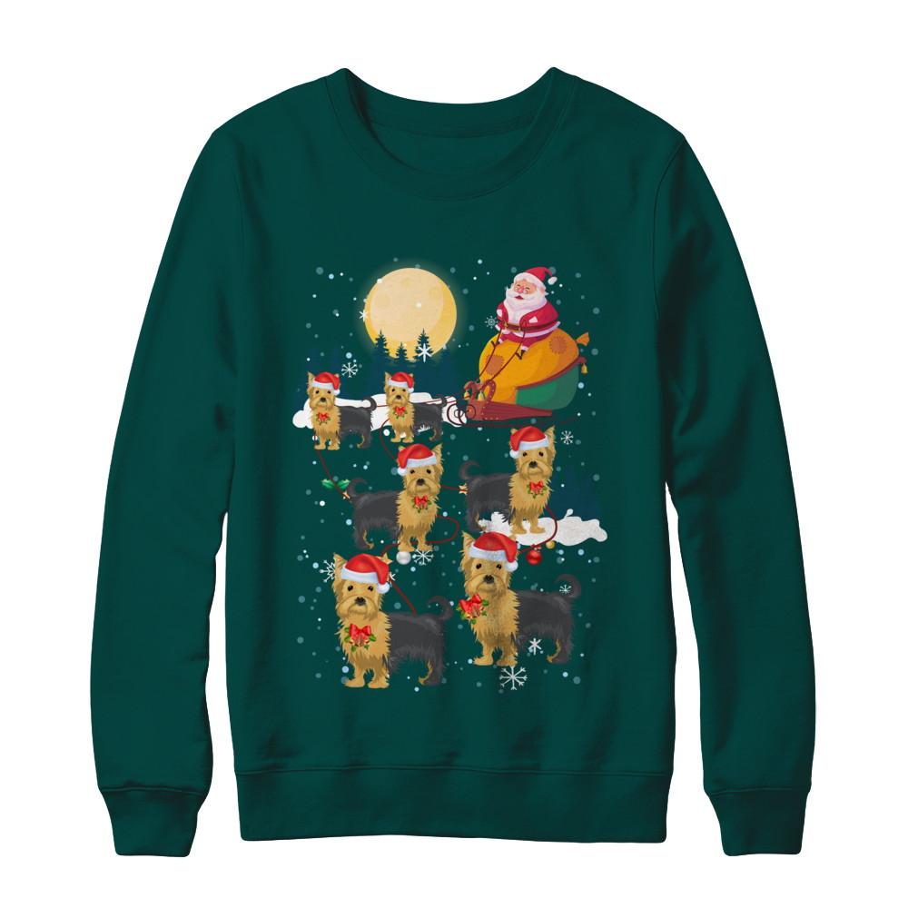 Dog Reindeer Yorkie Christmas Gift-T-Shirt & Sweatshirt-Crewneck Sweatshirt-Deep Forest