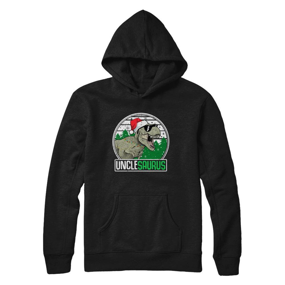 Unclesaurus Uncle Dinosaur T-Rex Family Christmas-T-Shirt & Sweatshirt-Pullover Hoodie-Black