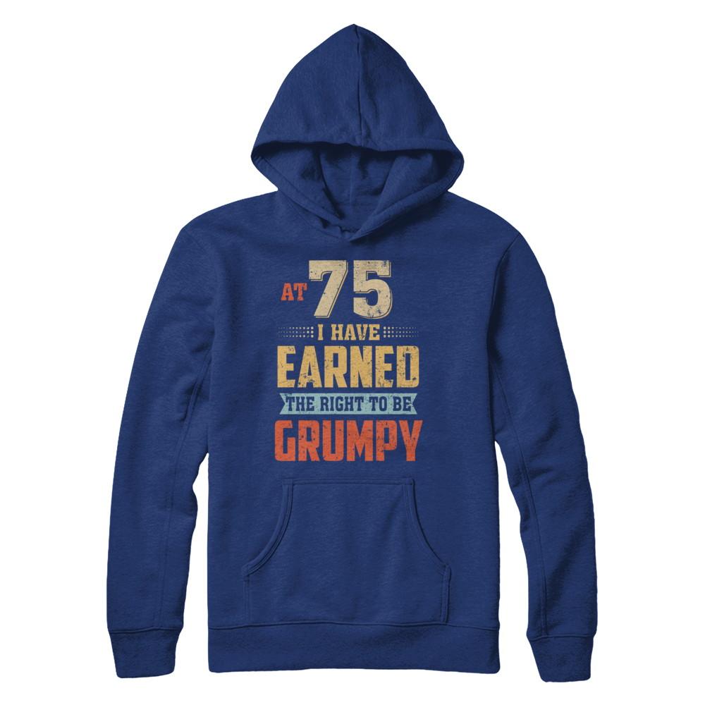 Vintage The Right To Be Grumpy 75th 1946 Birthday Gift-T-Shirt & Hoodie-Pullover Hoodie-Deep Royal