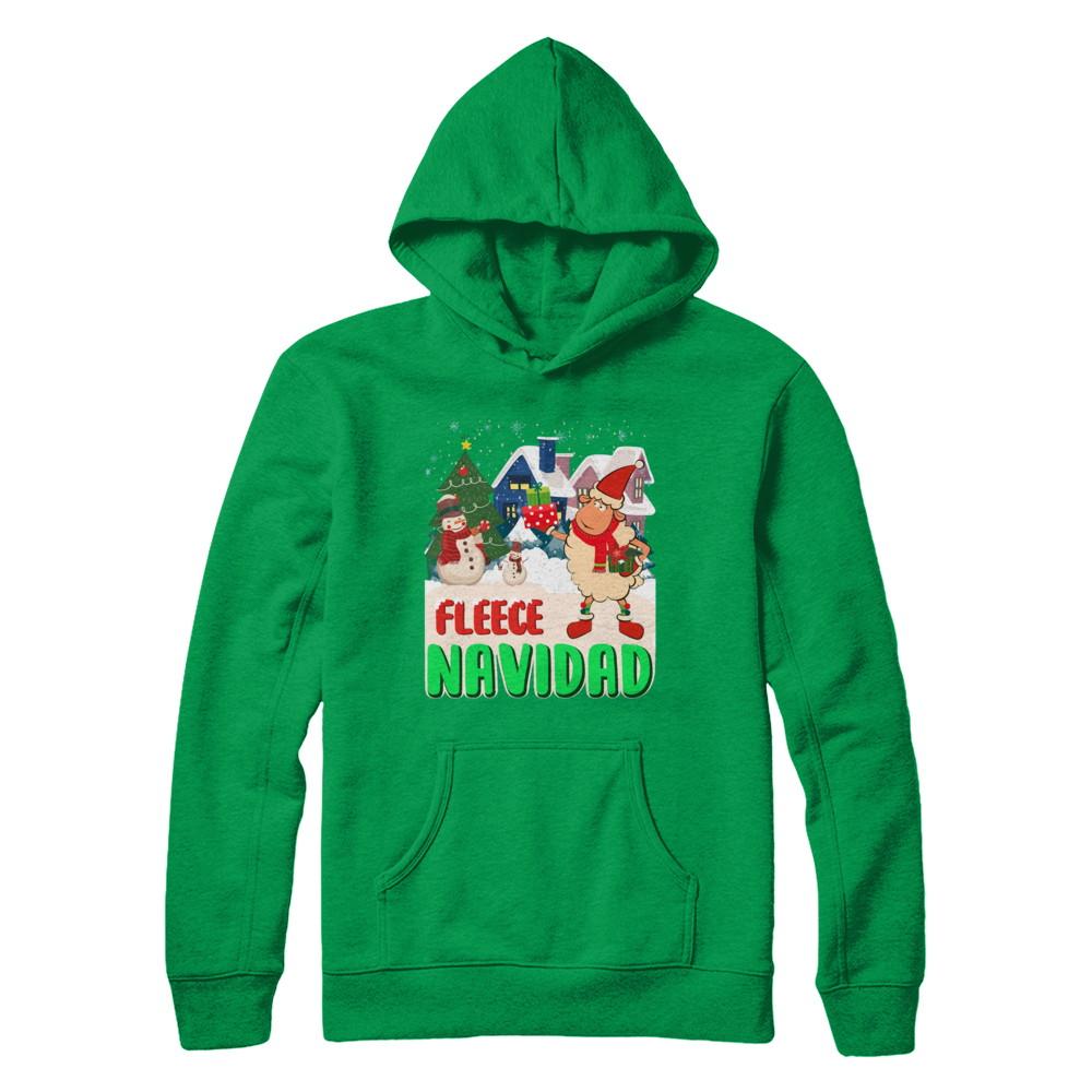 Fleece Navidad Sheep Lamb Christmas Gifts Spanish-T-Shirt & Sweatshirt-Pullover Hoodie-Irish Green
