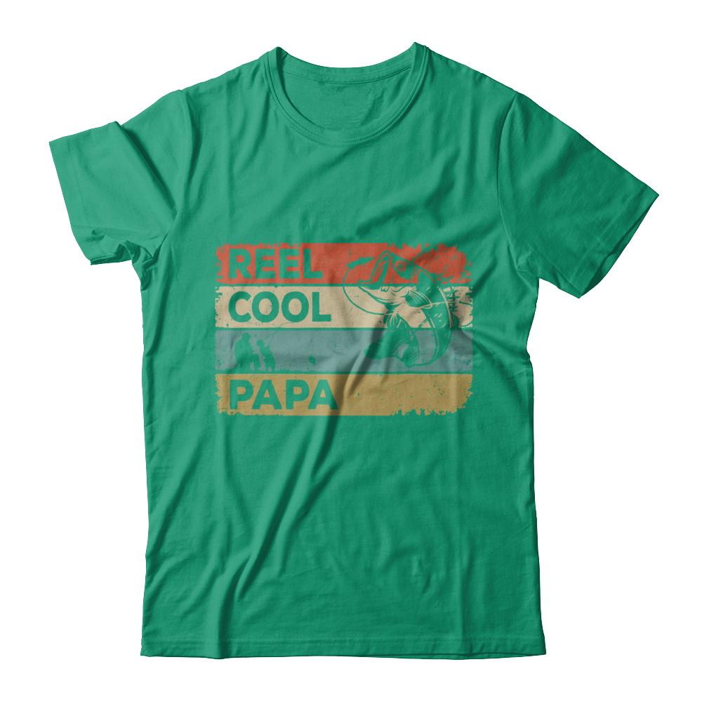 Vintage Reel Cool Papa Fish Fishing Fathers Day-T-Shirt & Hoodie-Classic T-Shirt-Kelly Green