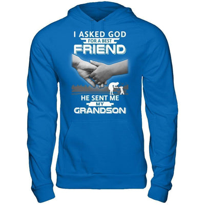 I Asked God For A Best Friend He Sent Me My Grandson-T-Shirt & Hoodie-Pullover Hoodie-Royal