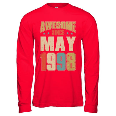 Vintage Retro Awesome Since May 1998 23th Birthday-T-Shirt & Hoodie-Long Sleeve T-Shirt-Red