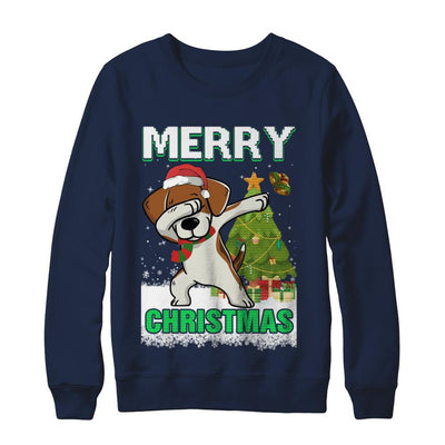Cute Beagle Claus Merry Christmas Ugly Sweater-T-Shirt & Sweatshirt-Crewneck Sweatshirt-Navy