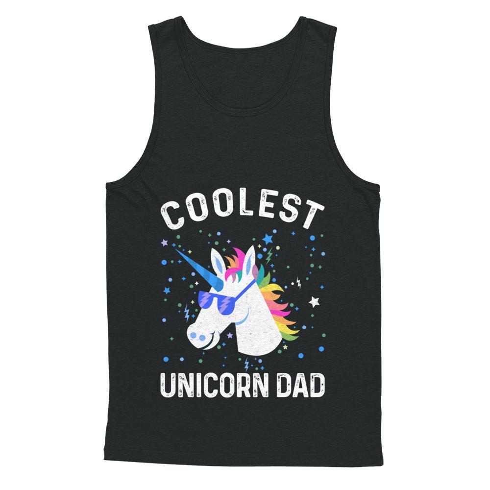 Coolest Unicorn Dad Cute Funny Unicorn Fathers Day-T-Shirt & Hoodie-Unisex Tank-Black