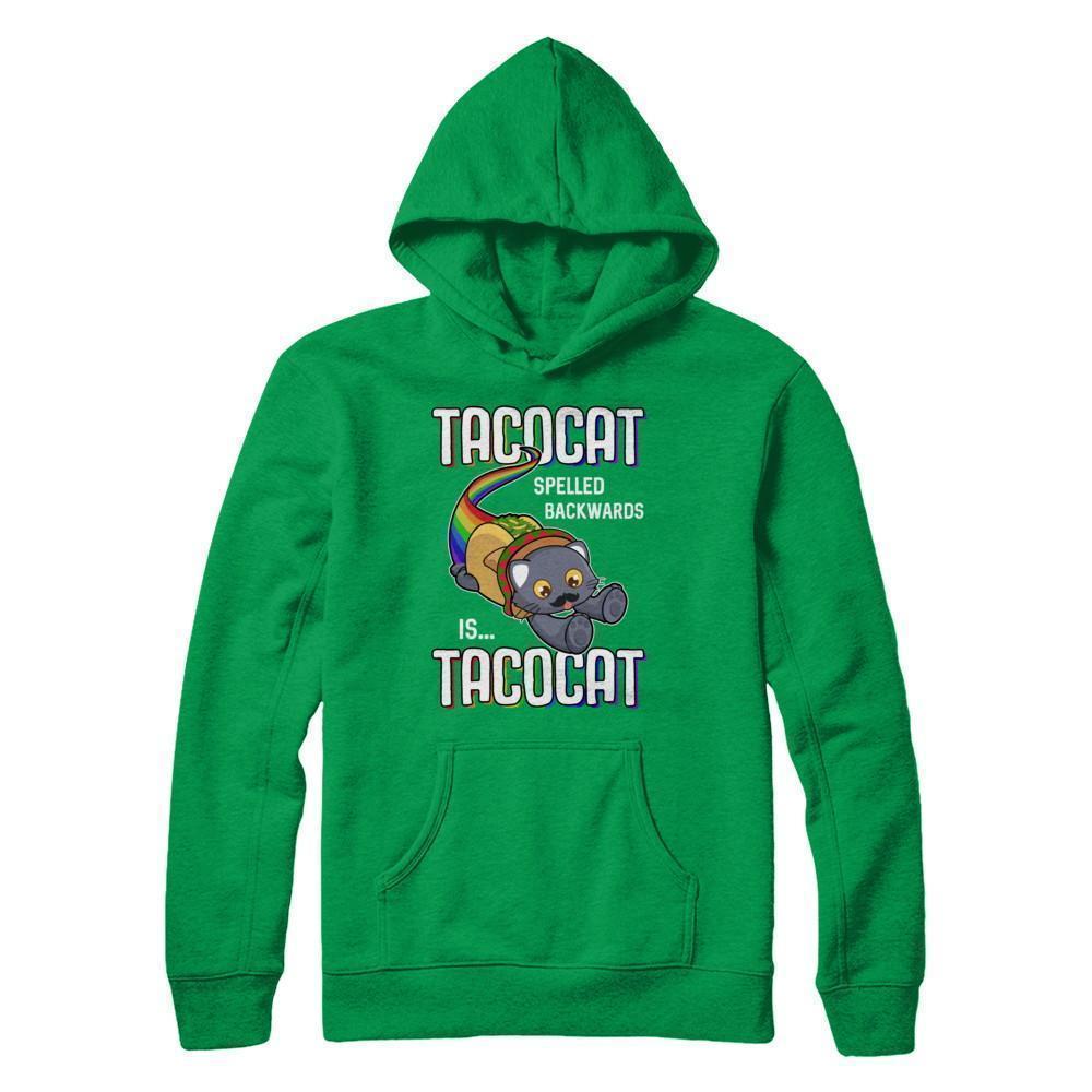 Funny Taco Cat Tacocat Spelled Backwards Is Tacocat Cat-T-Shirt & Hoodie-Pullover Hoodie-Irish Green