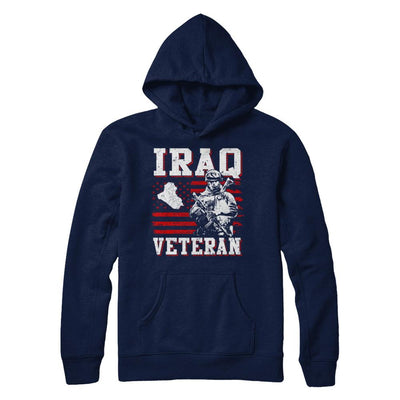 Iraq Veteran America Flag Distressed Vintage-T-Shirt & Hoodie-Pullover Hoodie-Navy