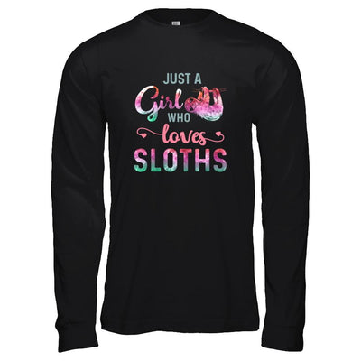 Just A Girl Who Loves Sloths Sloth Lover-T-Shirt & Tank Top-Long Sleeve T-Shirt-Black
