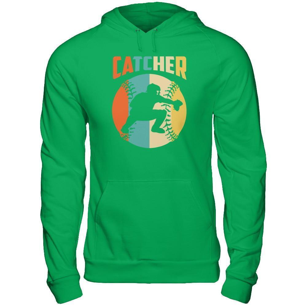 Classic Vintage Retro Style Catcher Baseball-T-Shirt & Hoodie-Pullover Hoodie-Irish Green
