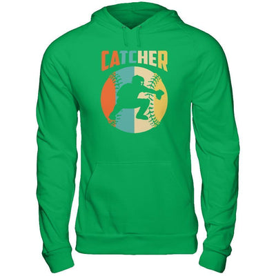 Classic Vintage Retro Style Catcher Baseball-T-Shirt & Hoodie-Pullover Hoodie-Irish Green