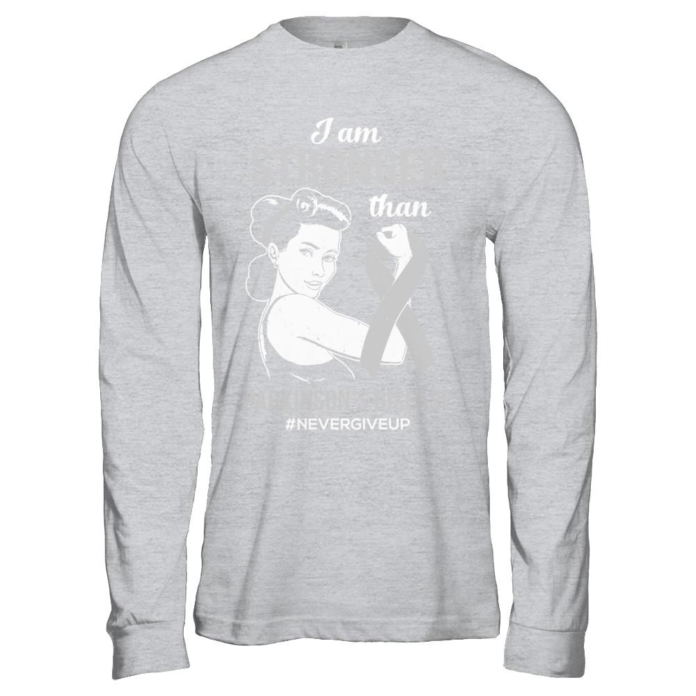 I Am Stronger Than Parkinson's Disease Awareness Support-T-Shirt & Hoodie-Long Sleeve T-Shirt-Sport Grey