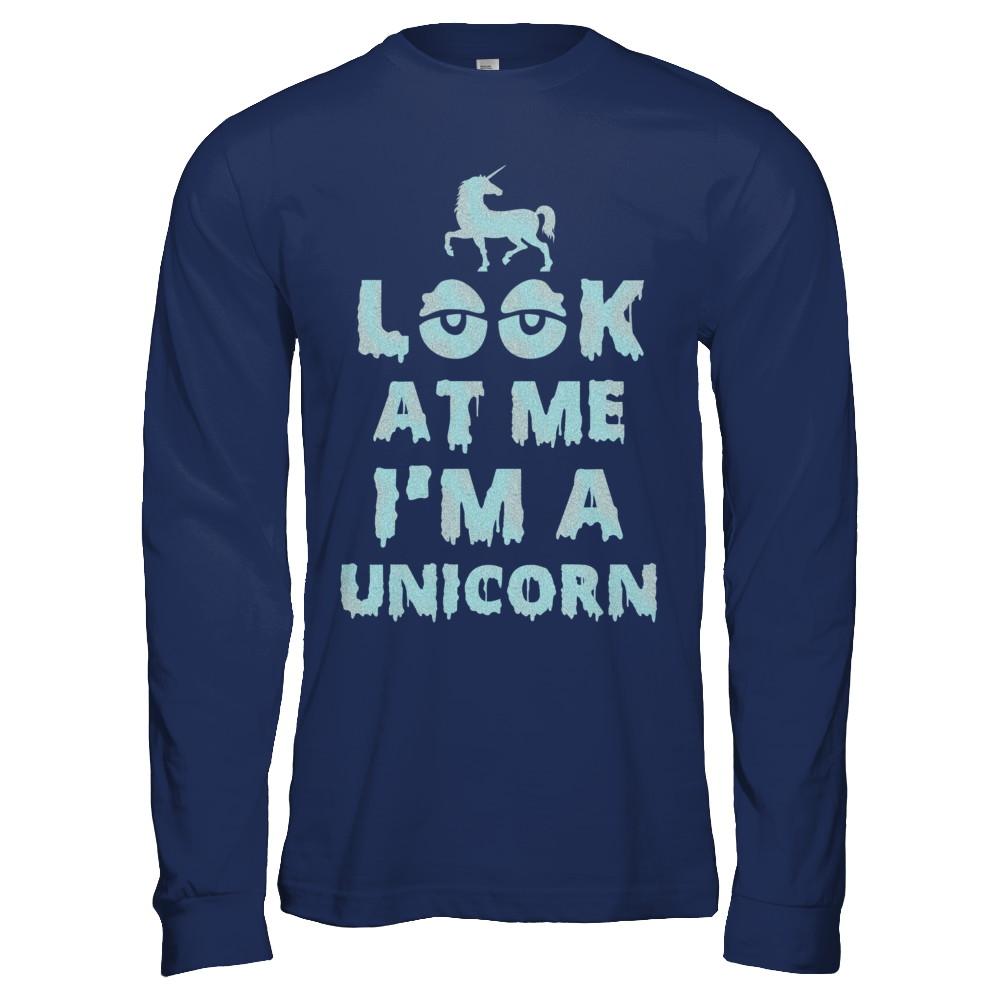 Look At Me I'm A Unicorn Halloween Costume-T-Shirt & Hoodie-Long Sleeve T-Shirt-Navy