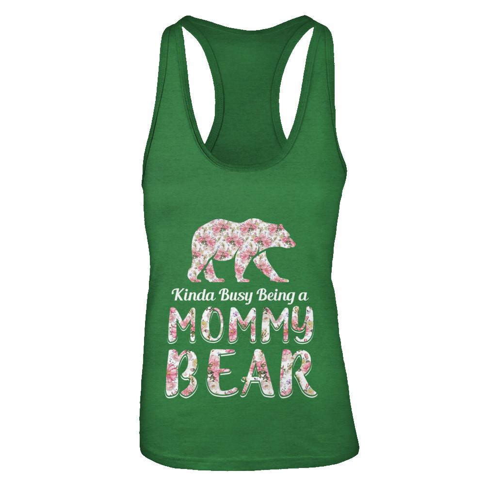 Mommy Bear Dinosaur Kinda Busy Being A Mommybear-T-Shirt & Tank Top-Women's Ideal Racerback Tank-Kelly Green