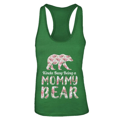 Mommy Bear Dinosaur Kinda Busy Being A Mommybear-T-Shirt & Tank Top-Women's Ideal Racerback Tank-Kelly Green