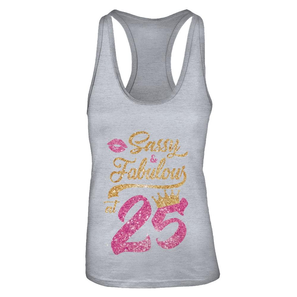 Sassy And Fabulous At 25th 1996 Birthday Gift-T-Shirt & Tank Top-Women's Ideal Racerback Tank-Heather Grey