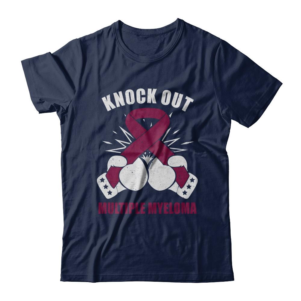 Boxing knock out Multiple Myeloma Awareness Support-T-Shirt & Hoodie-Classic T-Shirt-Navy