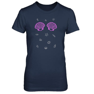 Mermaid Shell Sea Shell Bra Top-T-Shirt & Tank Top-Women's T-Shirt-Navy
