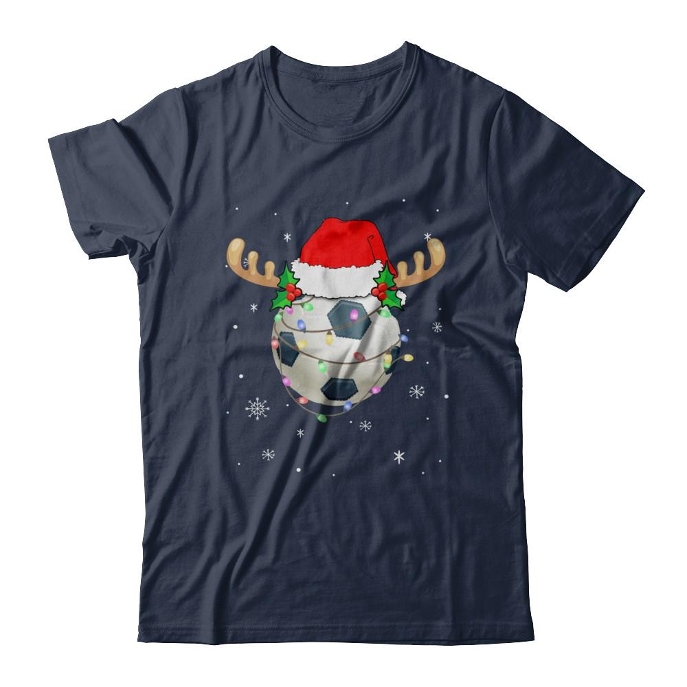 Santa Hat Soccer Reindeer Christmas Gifts-T-Shirt & Sweatshirt-Classic T-Shirt-Navy