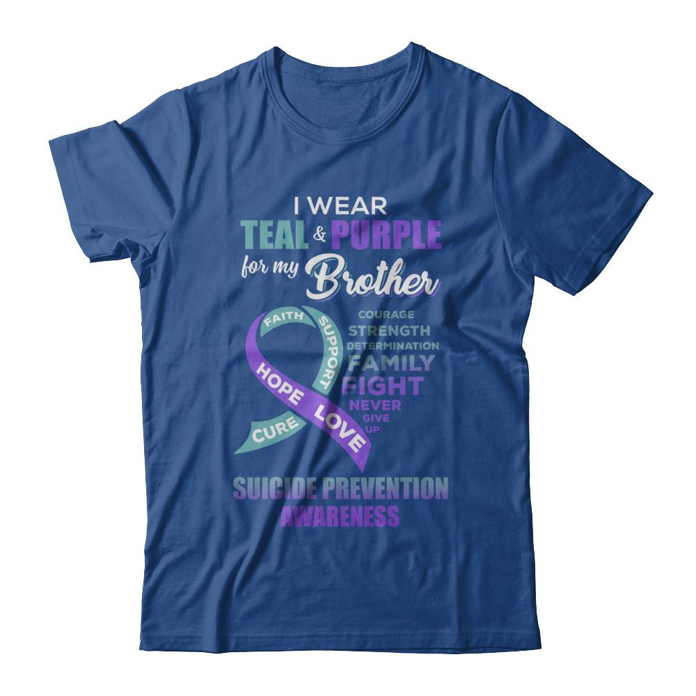 Suicide Prevention I Wear Teal Purple For My Brother-T-Shirt & Hoodie-Classic T-Shirt-Royal