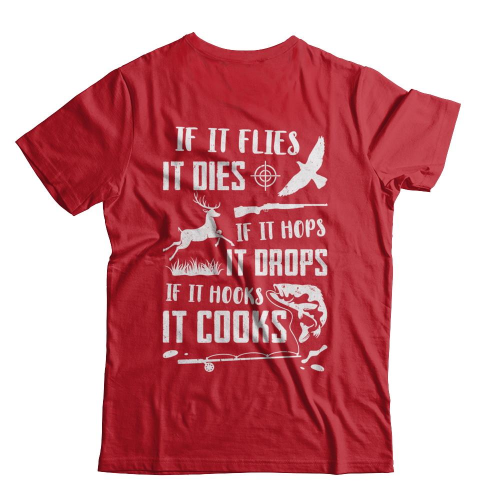 If It Flies If It Hops If It Hooks Funny Hunting Fishing-T-Shirt & Hoodie-Classic T-Shirt-Red