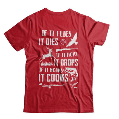 If It Flies If It Hops If It Hooks Funny Hunting Fishing-T-Shirt & Hoodie-Classic T-Shirt-Red