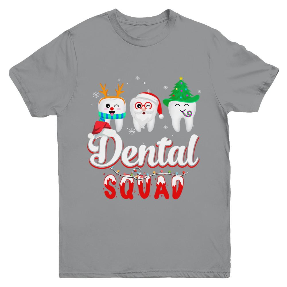 Dental Squad Tooth Christmas Dental Assistant Gifts Youth-Youth Shirt-Youth T-Shirt-Sport Grey