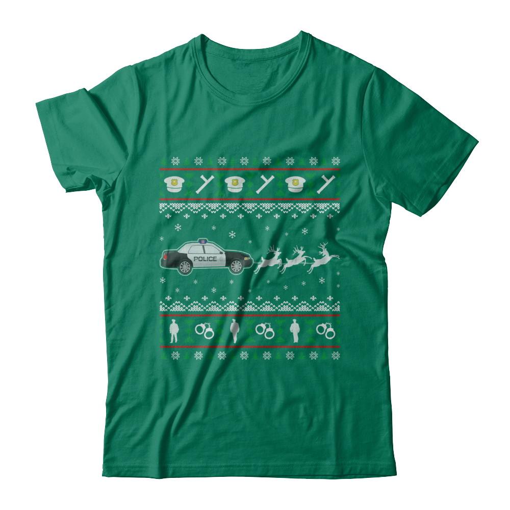 Merry Christmas Police Officer Ugly Sweater Gift-T-Shirt & Sweatshirt-Classic T-Shirt-Kelly Green