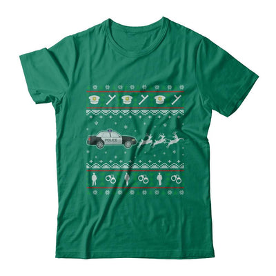 Merry Christmas Police Officer Ugly Sweater Gift-T-Shirt & Sweatshirt-Classic T-Shirt-Kelly Green